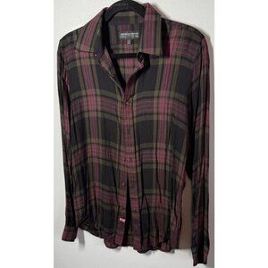 Thomas Payne Mens Plaid Button Down Shirt Medium Soft Lightweight Smart Casual